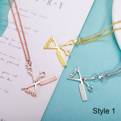 Custom Hairdresser Birthstone Name Necklace