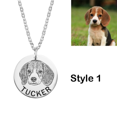 Personalized Pet Head Portrait Necklace Photo Necklace
