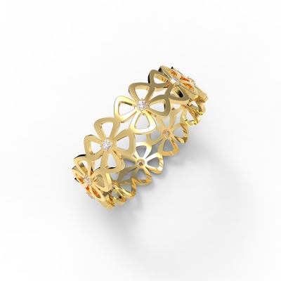 Custom Four-Leaf Clover Array Birthstone Ring
