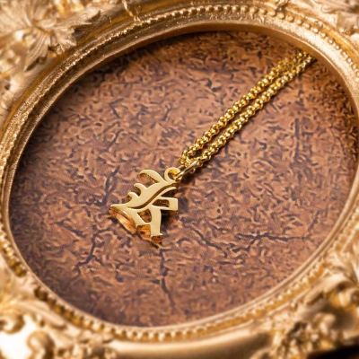 Personalized Gothic Initial Necklace for Woman