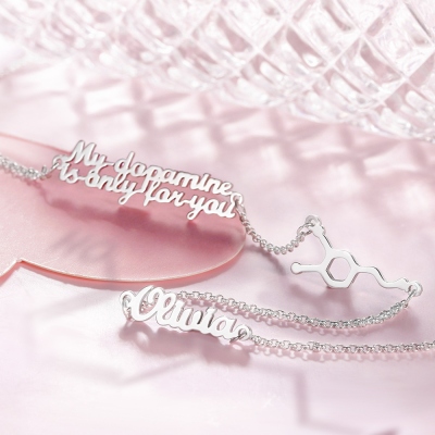 Personalized Dopamine Molecule Name Necklace