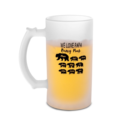 Personalized Papa Bear Beer Glass for Dad
