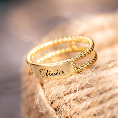 Bague Corde Torsadée Personnalisée Or