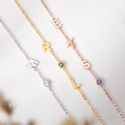 Custom Sideways Initial Name Bracelet