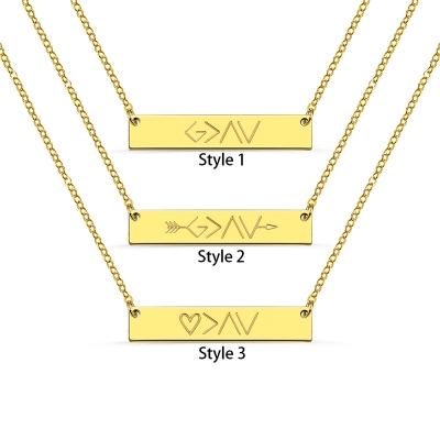 "God is greater than the highs and lows" Personalized Bar Necklace