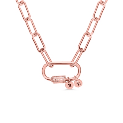 Personalized Screw Clasp Paperclip Chain Necklace