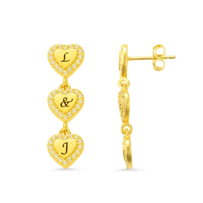 Boucles d'oreilles personnalisées 1-9 coeurs pour elle