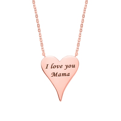Engraved Dainty Heart Necklace I Love You Mama Necklace