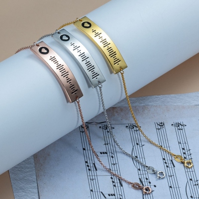 Personalized Scannable Spotify Code Song Keychain/Bracelet/Necklace in Gold