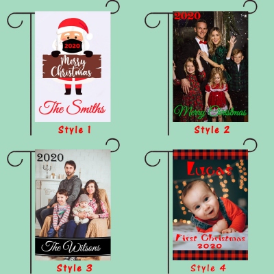 Personalized Chirstmas Garden Photo Flag Holiday Yard Flag