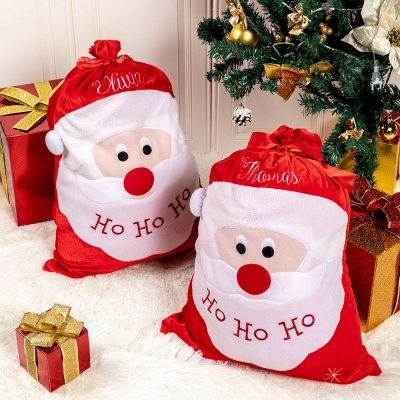 Embroidered Santa Sack Personalized Gift Bag