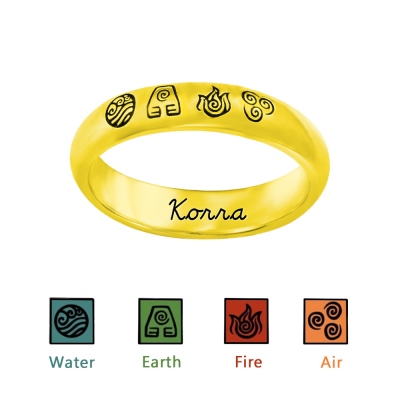 Custom-designed The Last Airbender 4 Elements Ring