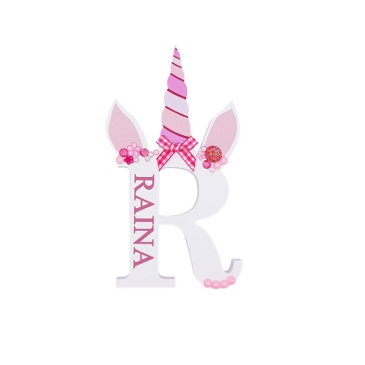 Personalized Wooden Unicorn Style Letter