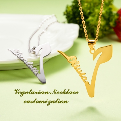 Personalized Vegan Name Necklace for Vegetarian Gift