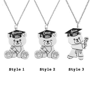 Custom Bear Necklace for Graduation Gift