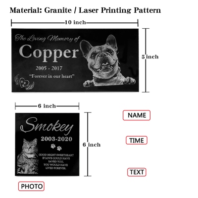 Personalized Memorial Pet Stone For Dog & Cat Tombstone