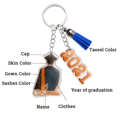 Porte-clés imprimé souvenir de remise des diplômes personnalisé