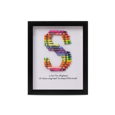 Personalized Rainbow Crayon Letter with Frame Gift For Teachers