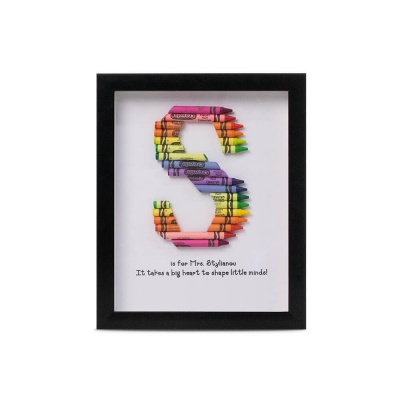 Personalized Rainbow Crayon Letter with Frame Gift For Teachers