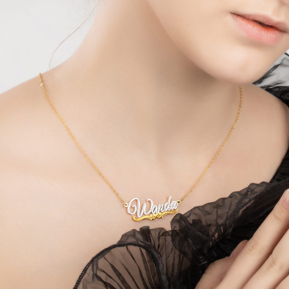 Gepersonaliseerde naam ketting met kant
