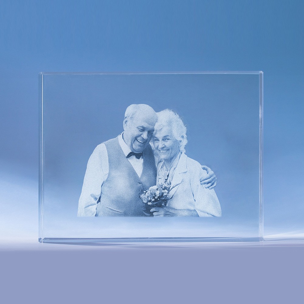 Golden Anniversary 3D Crystal Photo Engraved Gift