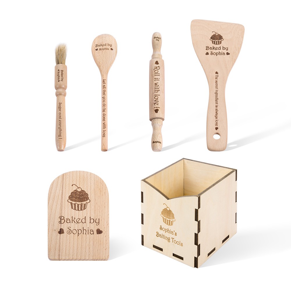 Personalisierte Backutensilien Küchengeschenk für Kinder 6er Set