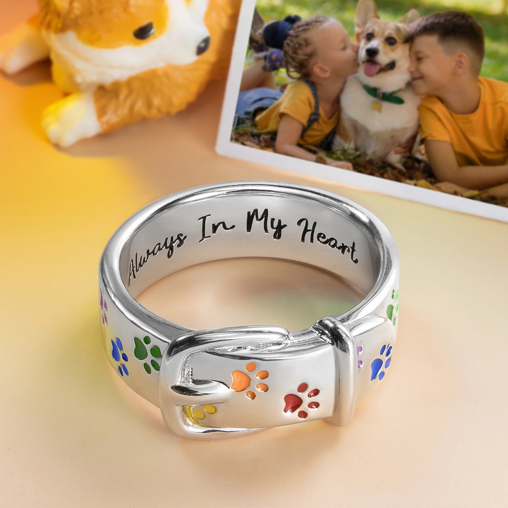Rainbow Paw print ring