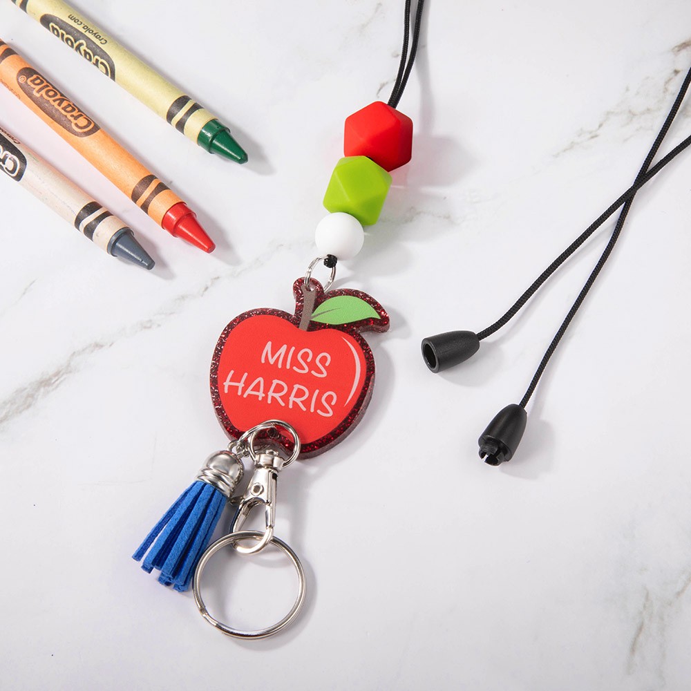 Personalized Apple Teacher Lanyard