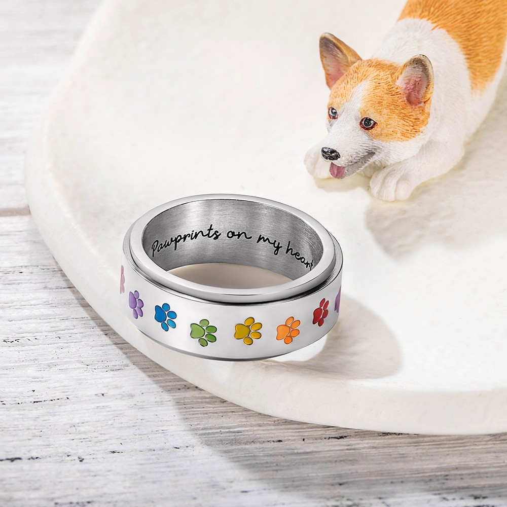 Rainbow Paw Print ring