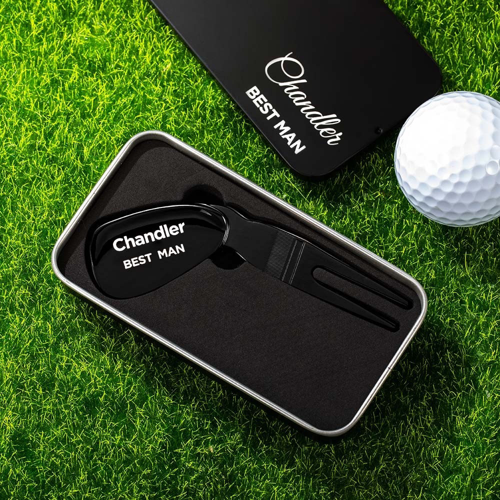 Custom Engraved Golf Divot Tool for Wedding Party, Golf Divot Repair Tool for Groomsman & Best Man Gifts, Easily Attach and Access Divot Tool