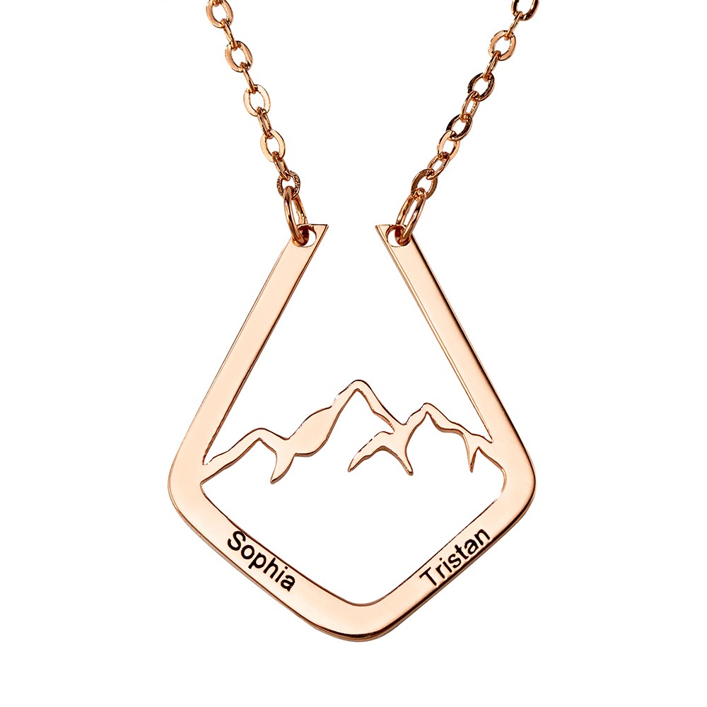 Dainty Ring Holder Necklace with Mountain Design, Custom Geometric Ring Keeper Simple Jewelry Gift for Her/Womens/Girls Mothers/Doctor/Nurse