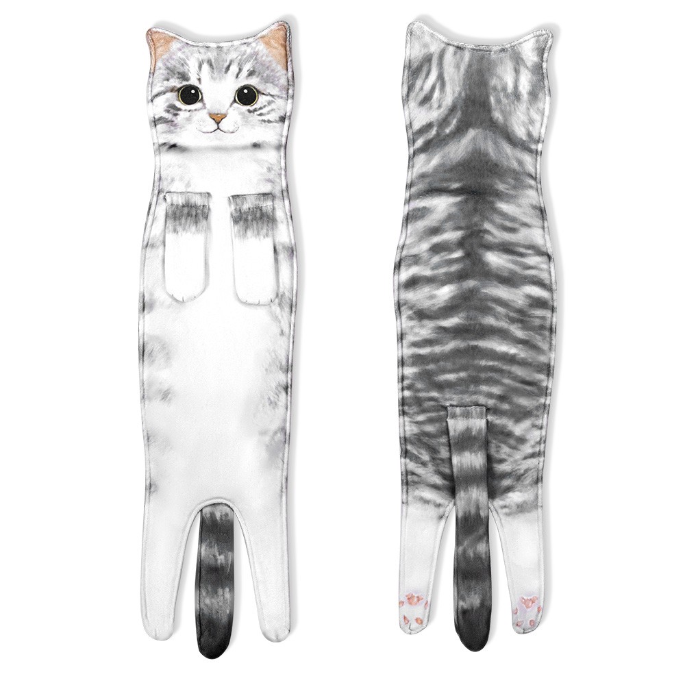 Cat Hand Towels Cute Decorative Cat Decor Hanging Washcloths, Funny Hand Towels for Bathroom/Kitchen Face Towels, Housewarming Gift for Cat Lovers
