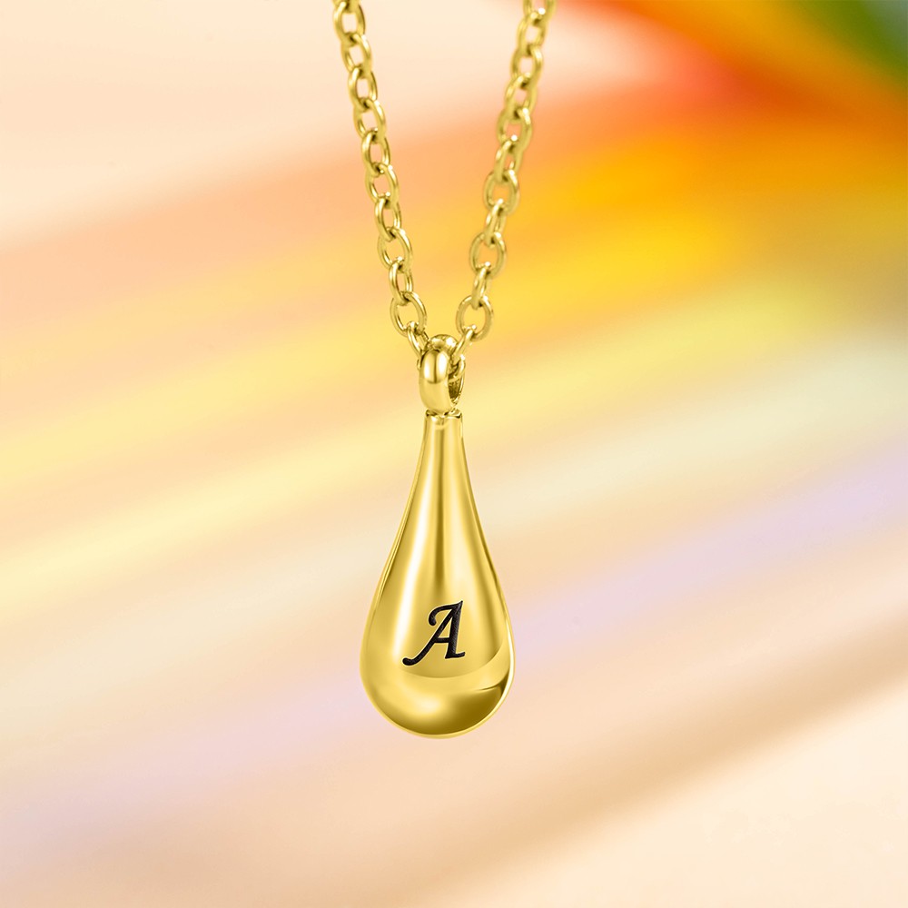 Aangepaste gouden traan crematie urn ketting, kleine traan urn ketting met naam voor as van vrouwen/huisdier verlies/baby, crematie sieraden geheugen cadeau