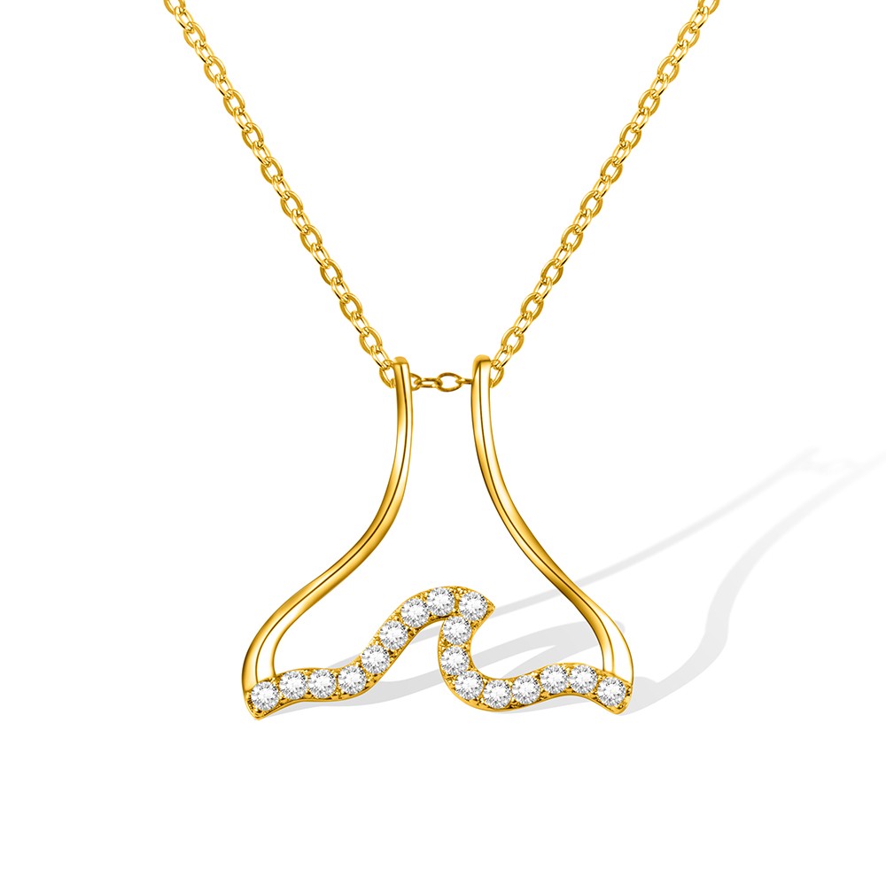 Waves Necklace Ring Holder Necklace with Zircon, Wedding Ring Keeper Necklace, Mermaid Tail Pendants Necklace, Gift for Women/Nurses/Mothers/Wife