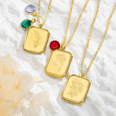 birth month flower necklace gold