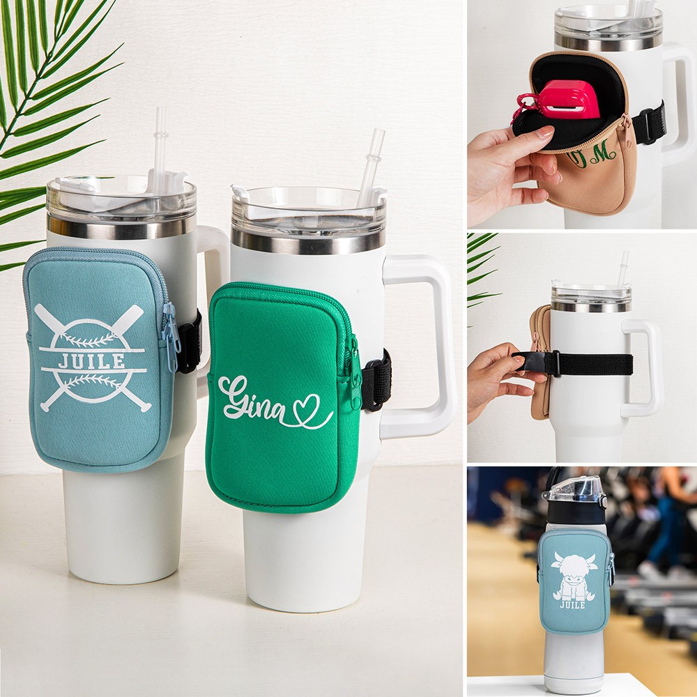 Personalized tumbler hand held storage bag