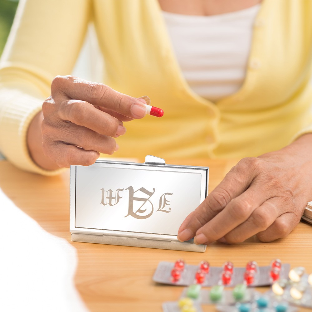 monogram pill box
