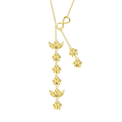 Collier personnalisé à empreintes de pattes avec aile d'ange