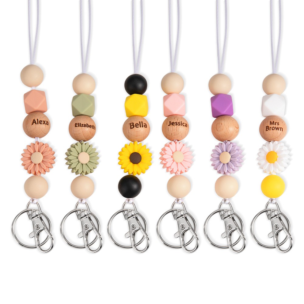 Personalized Floral Engraved Lanyards