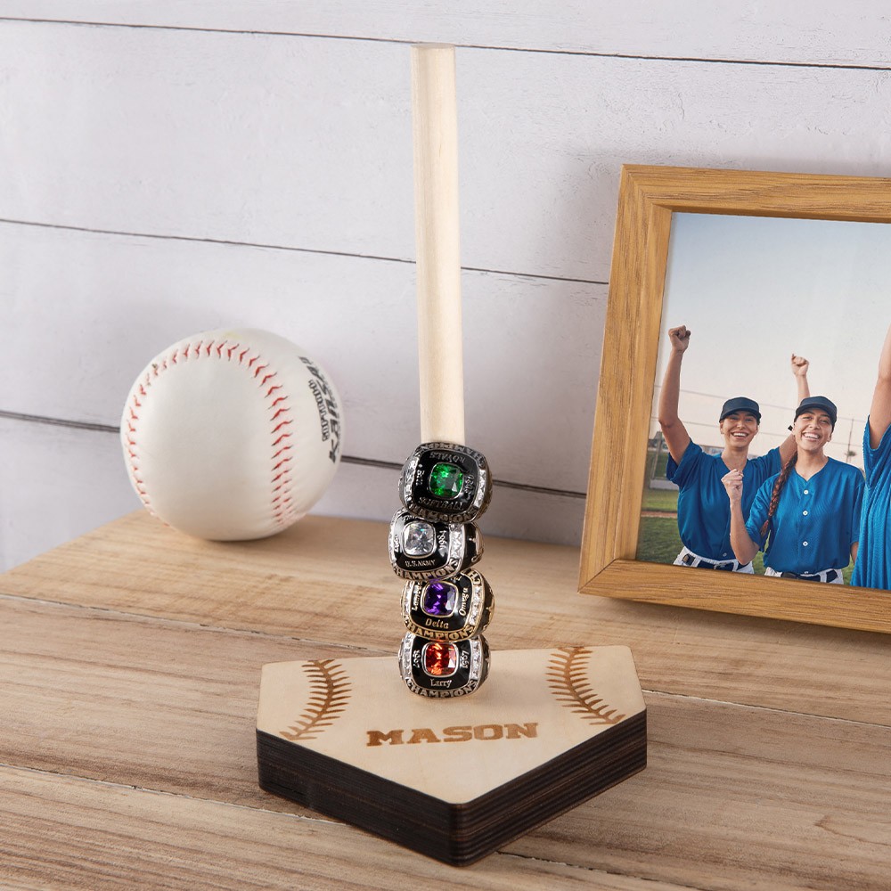 Baseball Softball Homeplate Stacked Ring Holder