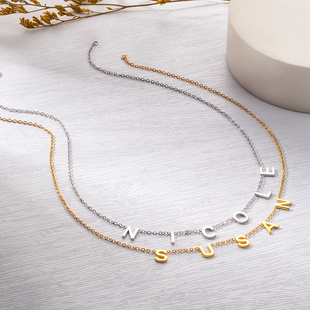 Personalized 1-8 Initial Name Necklace, Sterling Silver 925 Letter Necklace for Woman, Minimalist Letter Jewelry, Birthday/Christmas Gift for Women/Girls
