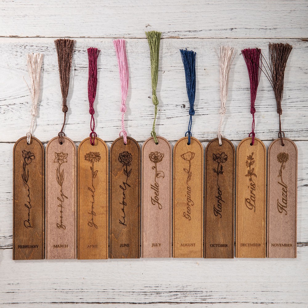 birth flower name bookmark