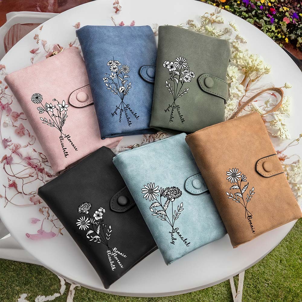 Personalized Family Birthflower Bouquet Wallet