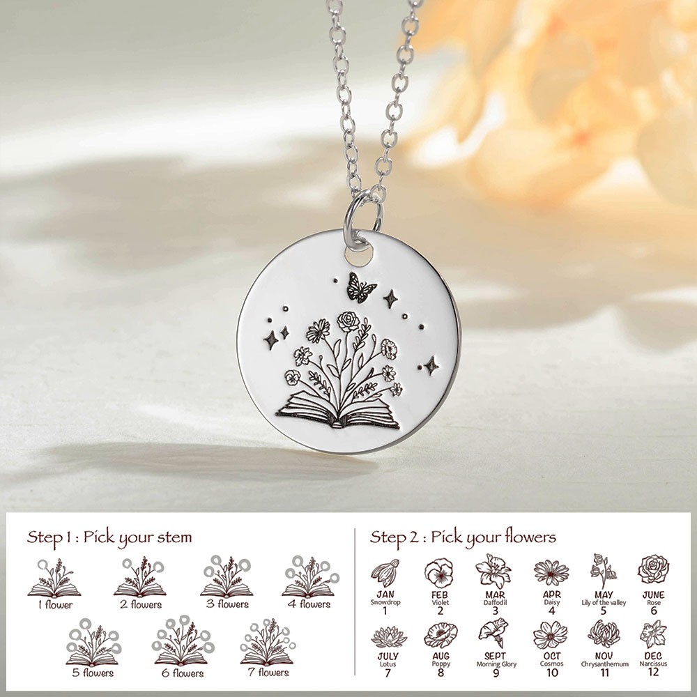 birth flower bouquet necklace