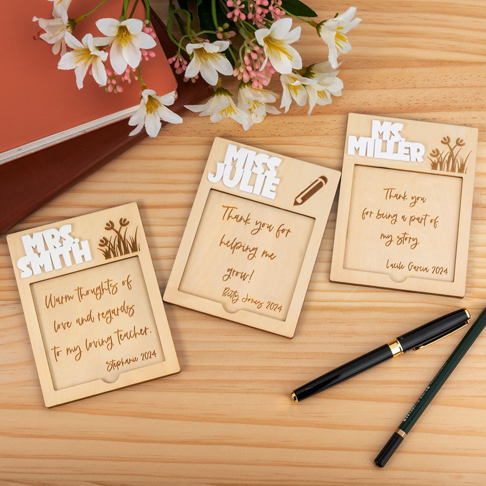 Personalized Sticky Note Holder for School Desk, Teacher Appreciation Gifts, Custom Post It Notes Holder, Best Teacher Gifts, End of the Year Gift