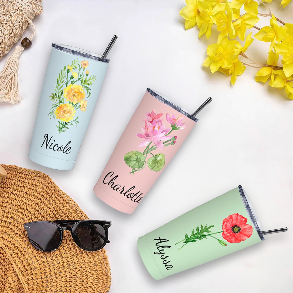 Tumblers with Birth Flower