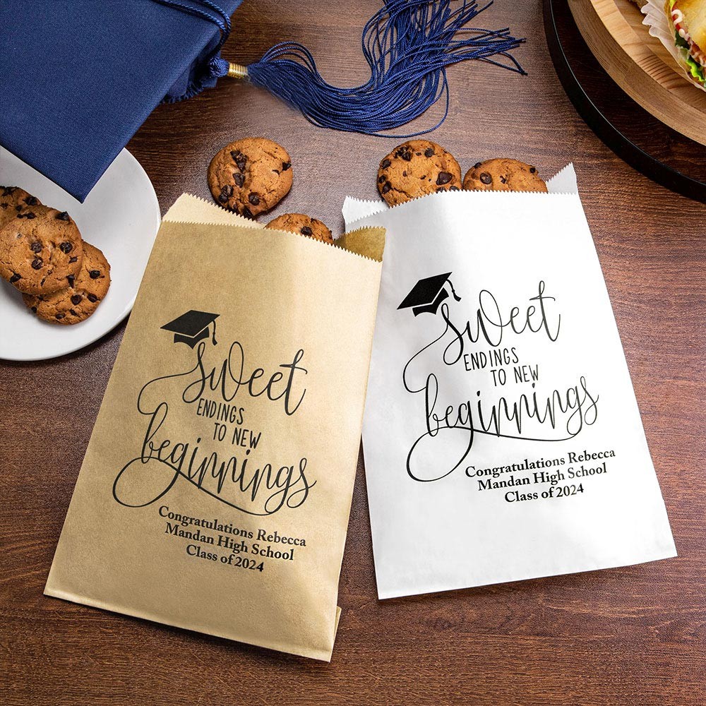 Sacs de faveur de graduation personnalisés, lot de 20, classe de 2023, sacs de biscuits/bonbons, décorations de graduation, fête de remise des diplômes, cadeau de diplômé pour elle/lui
