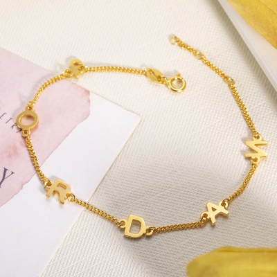 Personalized Sterling Silver Initial/Name Bracelet, Gift for Woman/Mom/Her/Lover