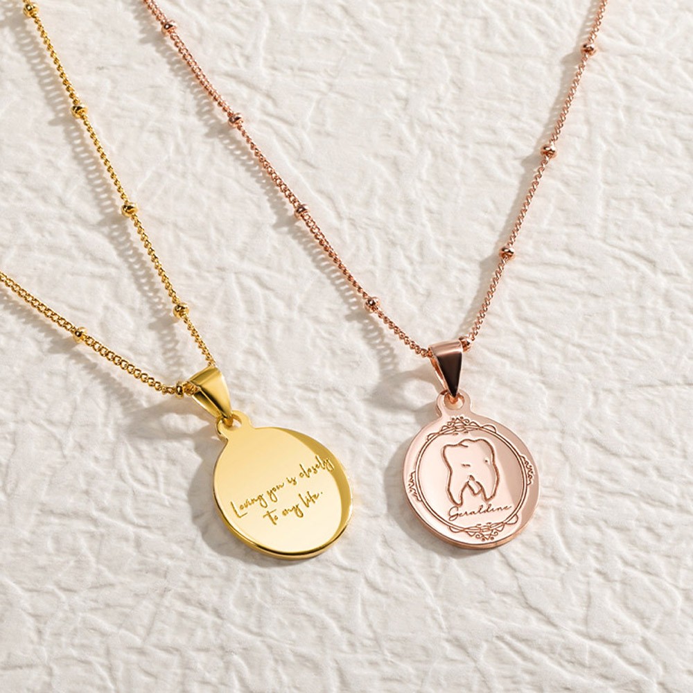 Personalized Tooth Signet Necklace, Custom Engraved Dental Tooth Pendant, Sterling Silver 925 Jewelry, Gift for Dentist/Doctor/Nurse/Hygenist