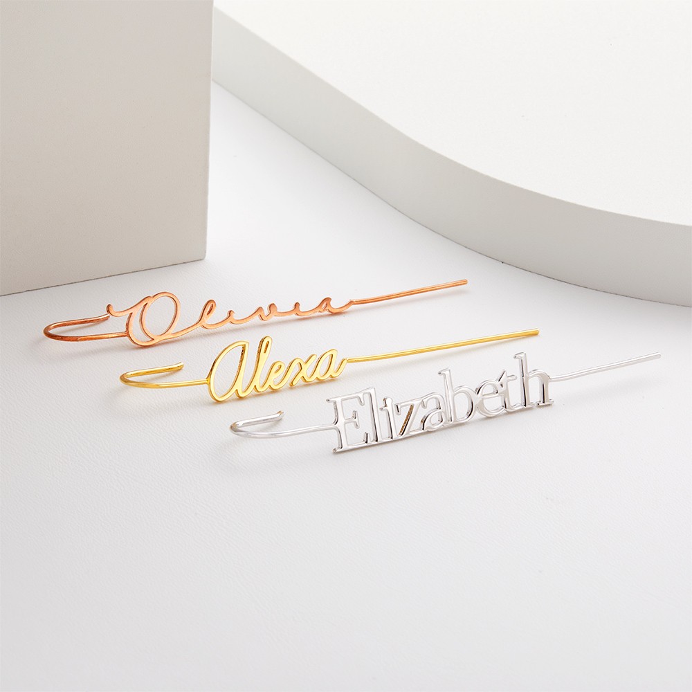Custom Name Ear Wrap Crawler Hook Earrings, Climber Helix Sterling Silver Earrings, Minimalist Jewelry, Valentine's Day/Birthday Gift for Her/Wife